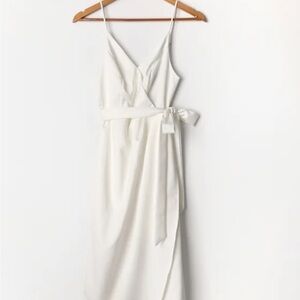 Lulus Joyce White Satin Midi Dress